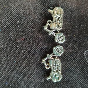 Nice Silvery Motorcycle Earrings